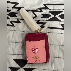 Coach cherry zip around wallet